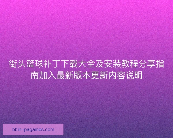 街头篮球补丁下载大全及安装教程分享指南加入最新版本更新内容说明 街头篮球补丁下载大全及安装教程分享指南加入最新版本更新内容说明